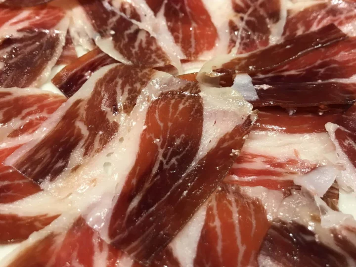 Slices of cured ham, close up